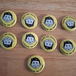 9x 1996 Alfred Neuman What Me Worry Promo Button Pins Mad Magazine